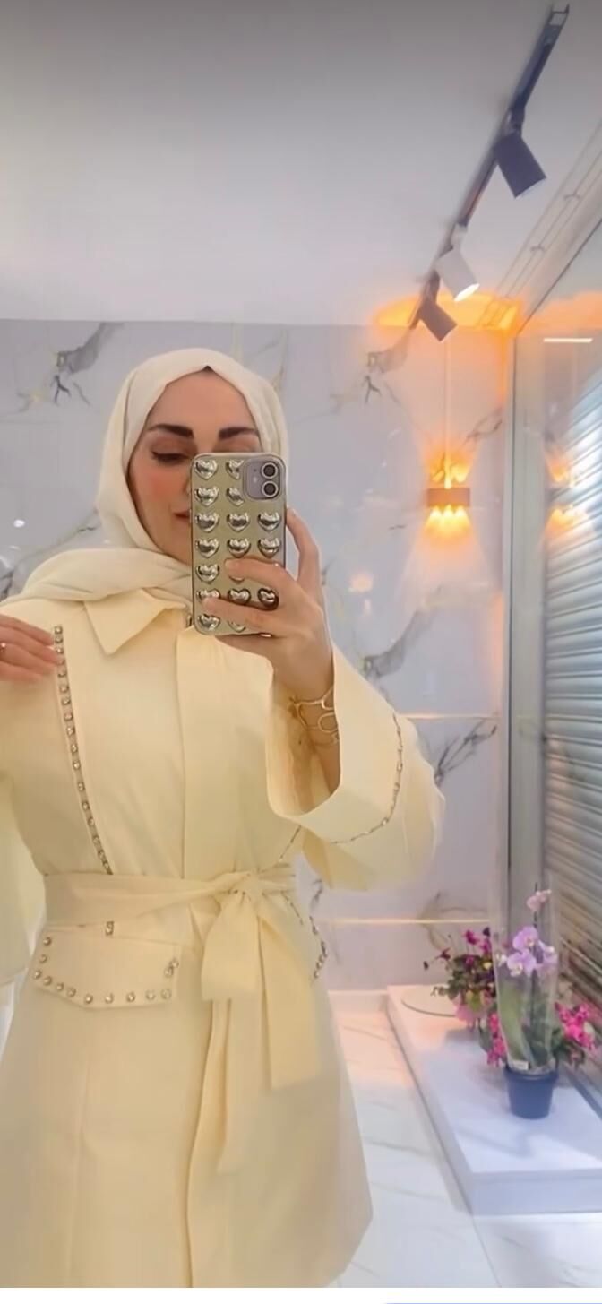 BUTTER SARI RENK TAŞ DETAYLI CEKET PANTOLON TAKIM