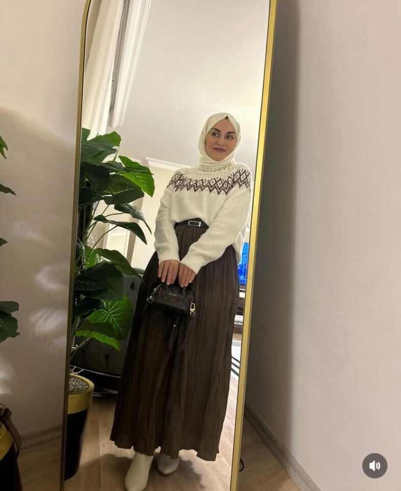 BÜZGÜ MODEL KEMERLİ ETEK KAHVERENGİ