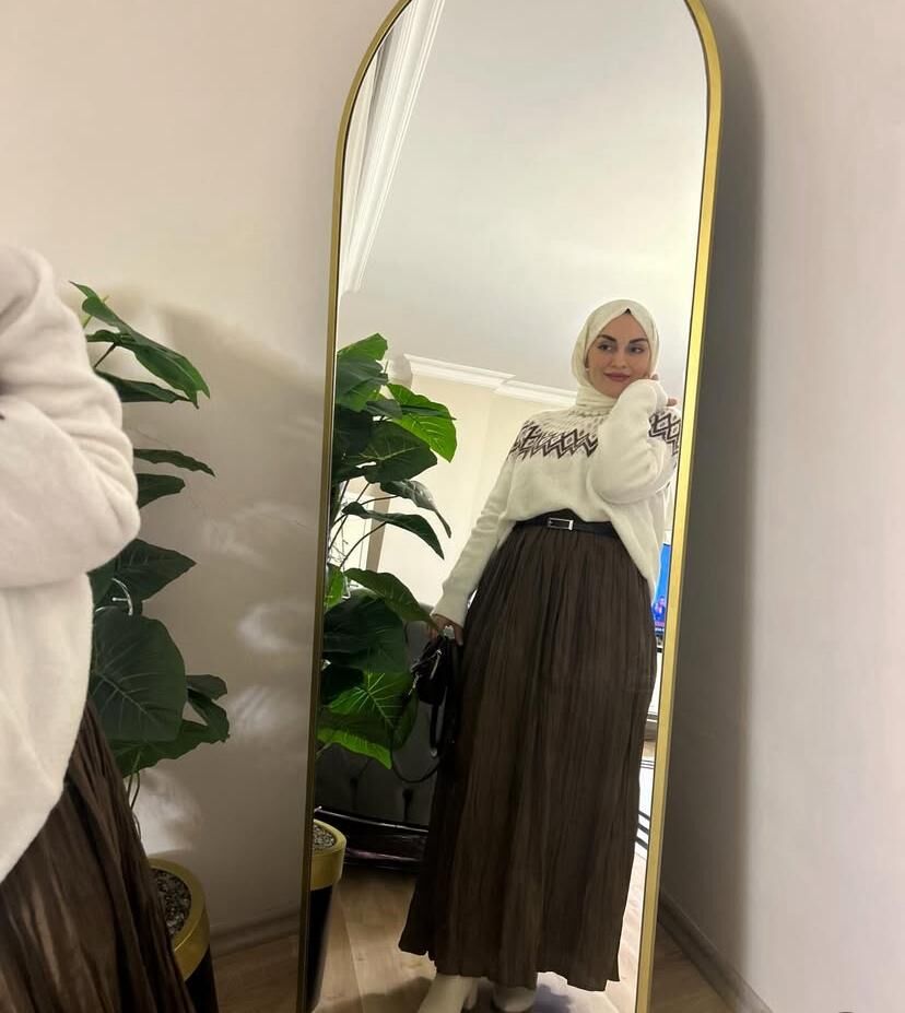 BÜZGÜ MODEL KEMERLİ ETEK KAHVERENGİ