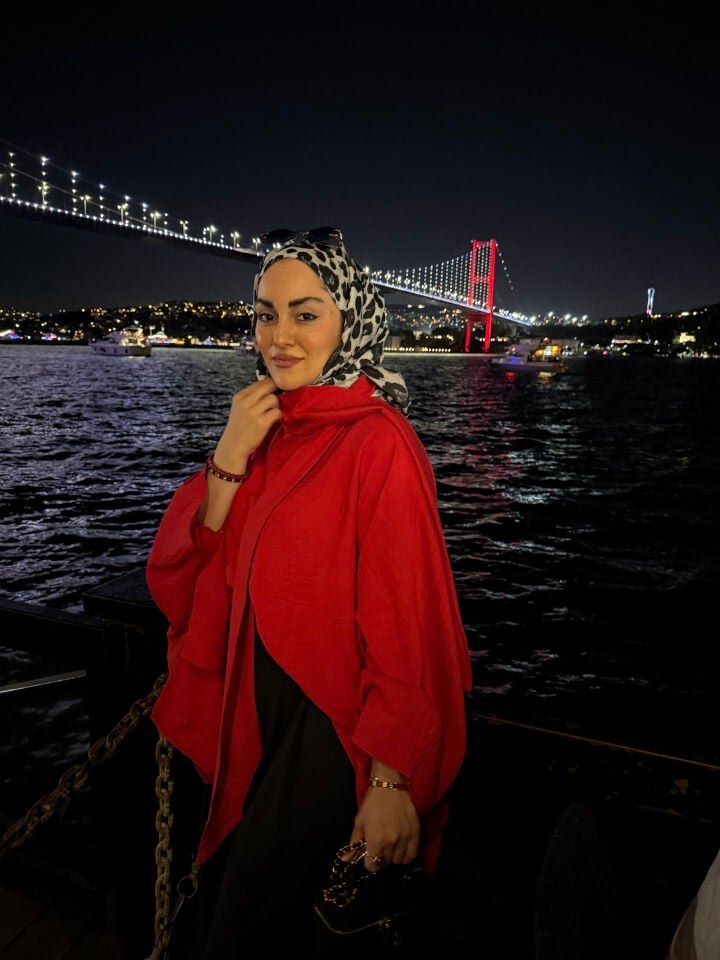 Kırmızı sabriella keten gömlek