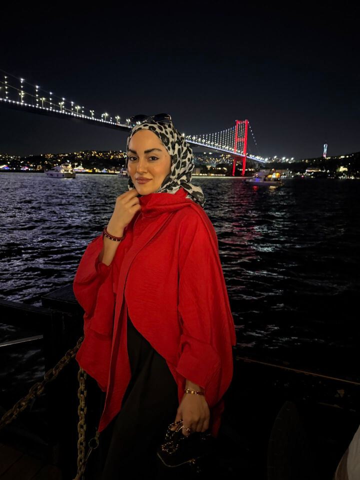Kırmızı sabriella keten gömlek