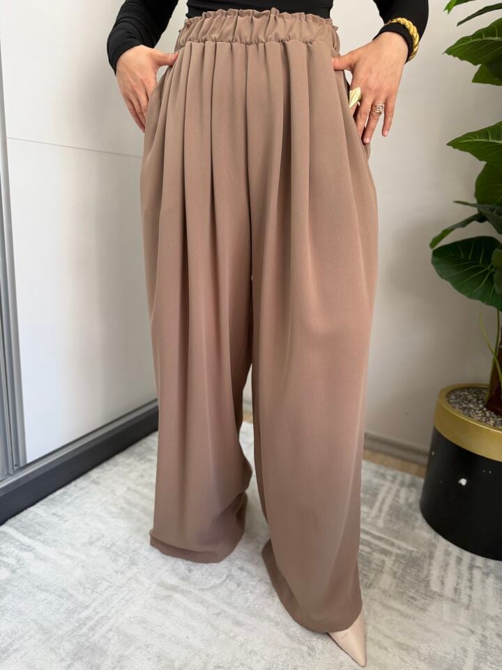 Caramel belden lastikli pantolon