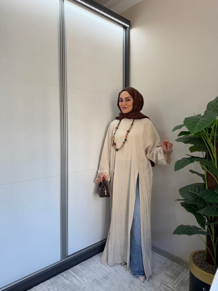 Oversize yandan yırtmaçlı tunik elbise